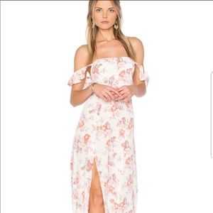 Flynn Sky Bardot Maxi Dress in Cream Blossom